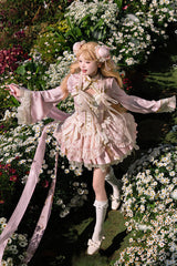 Pink White Pear Dream Multi-layer Ruffle Lace Sweet Chinese Style Princess Lolita Jsk Dress - Product - 15
