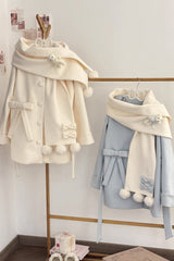 First Snow Bear Bowknot Scarf Design Sweet Japanese Lolita Coat 4 Colors - Product - 10