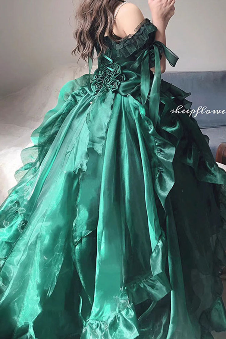 Green Bowknot Irregular Sweet Princess Lolita Jsk Dress - Product - 5