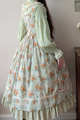 Green [Gardening Sunflower] Sleeveless Print Ruffle Bowknot Sweet Elegant Uplift Lolita Jsk Dress - Product - 5