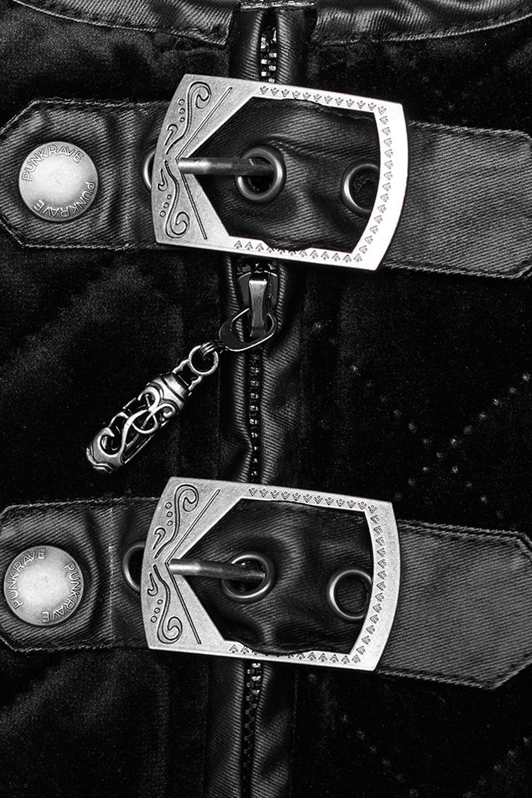 Black Inter-Cotton Sleeveless Buckle Men's Gothic Vest - Product - 6