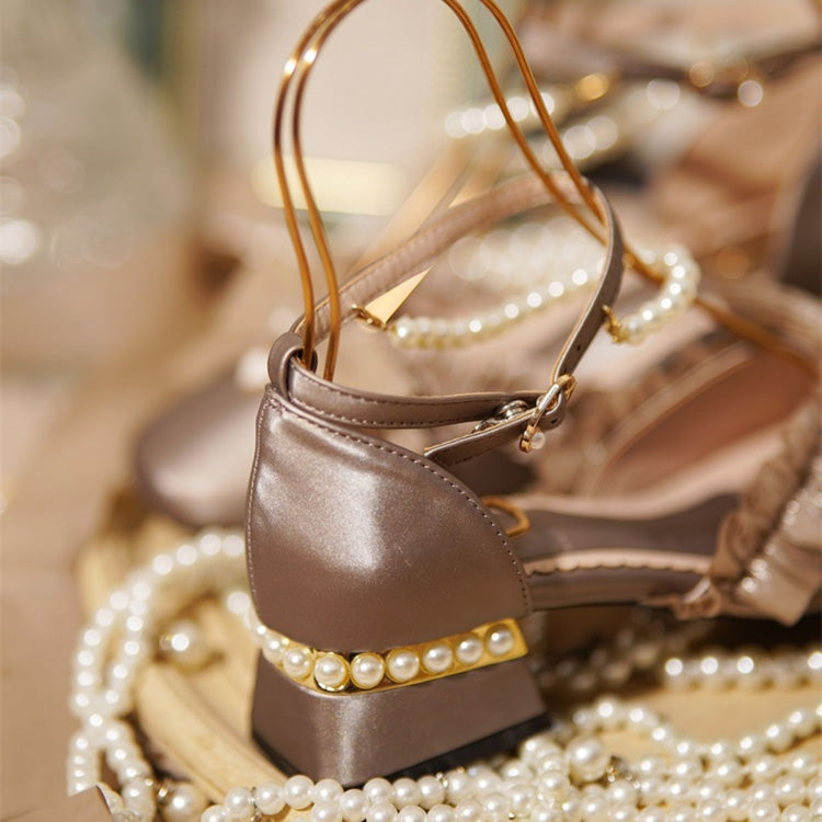Romance Bowknot Lace Pearl Sweet Elegant Lolita Shoes 4 Colors - Product - 9