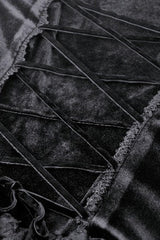 Black Square Collar Cap Sleeves Lace-Up High/Low Lace Ruffled Women's Gothic Princess Velvet Dress - Product - 18