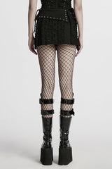 Black Ripped Asymmetric Studded Women's Punk Denim Skirt - Product - 3