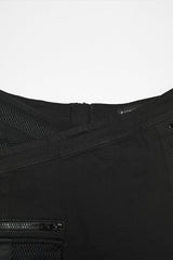 Black Lace-Up Slim Asymmetric Zippered Eyelet Women's Punk Handsome Skirt - Product - 7