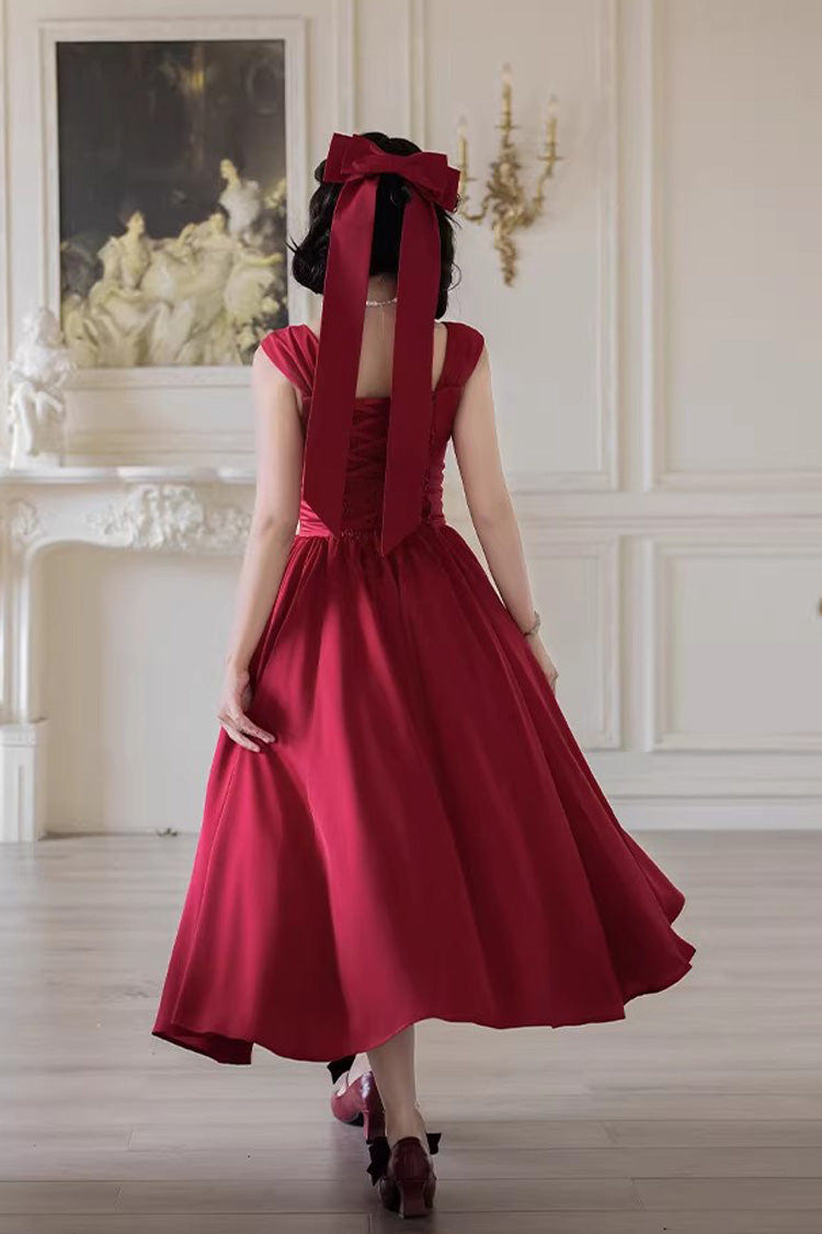 Red [With Love] Square Collar Sleeveless Fishbone Vintage Elegant Lolita Jsk Dress Set - Product - 3
