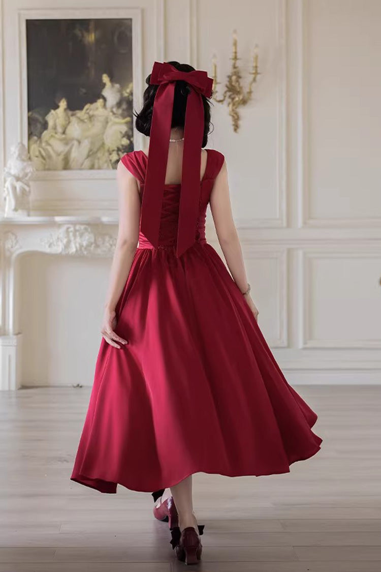 Red [With Love] Square Collar Sleeveless Fishbone Vintage Elegant Lolita Jsk Dress Set - Product - 3