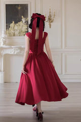 Red [With Love] Square Collar Sleeveless Fishbone Vintage Elegant Lolita Jsk Dress Set - Product - 3