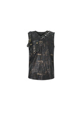 Black Personalized Print Big Pocket Buckle Men's Punk Tank Top - Product - 6