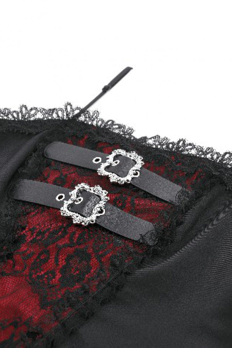Black/Red Sleeveless Multi-Layered Lace Lace-Up Women's Grunge Cake Slip Dress Graduation Dress - Product - 13