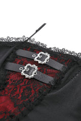 Black/Red Sleeveless Multi-Layered Lace Lace-Up Women's Grunge Cake Slip Dress Graduation Dress - Product - 13