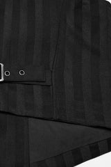 Black V Collar Sleeveless Striped Print Buckle Men's Punk Vest - Product - 8
