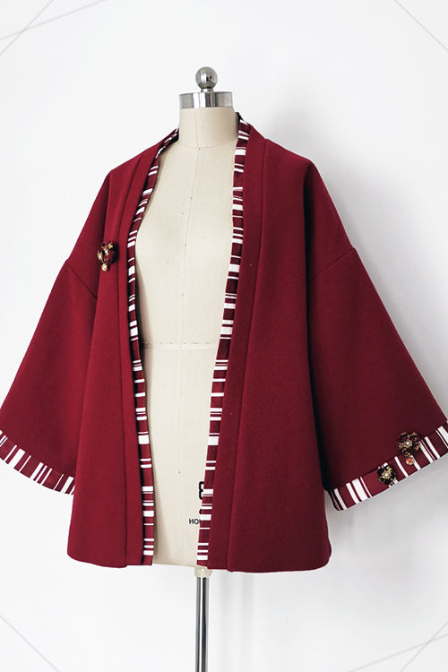 Red Original Lily Rabbit Wide Sleeves Ouji Lolita Coat - Red - 1