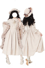 Apricot [Fontainebleau] Long Sleeves Plaid Print Bowknot Elegant Sweet Lolita Dress - Product - 7