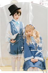 Blue/White Alice Detective Series Ouji Lolita Set - Product - 5