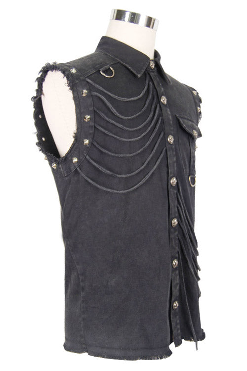 Black Rock Unedged Sleeveless Faded Mens Punk Blouse - Product - 5