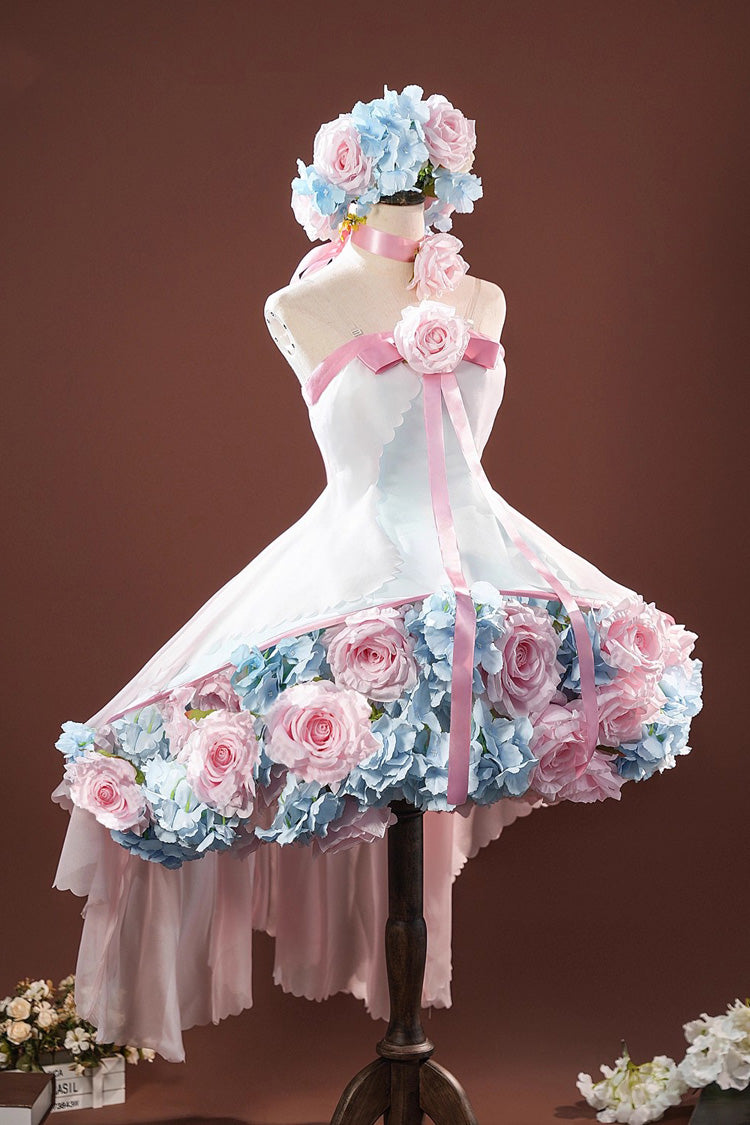 Pink [Cardcaptor Sakura] Sleeveless Bowknot Flower Fairy Sweet Anime Cosplay Lolita Jsk Dress Set - Product - 4