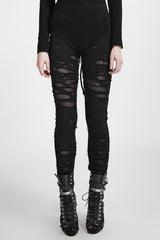 Mesh Close Fitting Long Women's Gothic Leggings - Black - 1