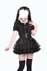 [Love Hanabi] Triple-Layered Bowknot Lace-Up Organza Sweet Jirai Kei Japanese Skirt 3 Colors - Product - 2