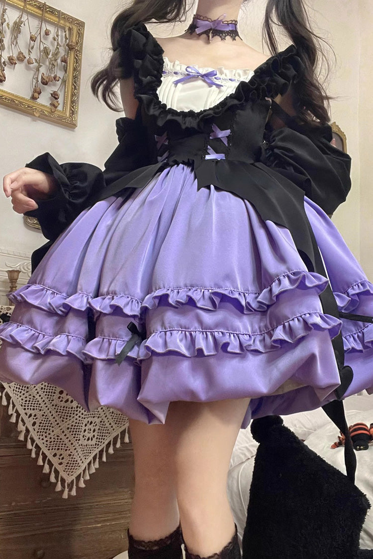 Purple Halloween Starry Night Witch Multi-layer Ruffle Sweet Lolita Jsk Dress - Product - 5