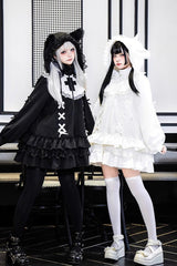White Long Sleeves Ruffle Zipper Sweet Handsome Lolita Sweatshirt Coat - Product - 2