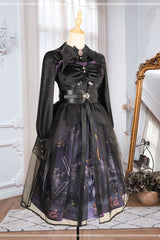 Black Witch Town Print With Veil Gothic Lolita JSK Dress - Product - 6