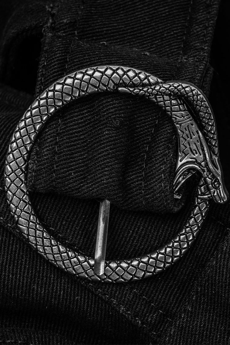 Black Rings Irregular Men's Gothic Skirt with Belts - Product - 7