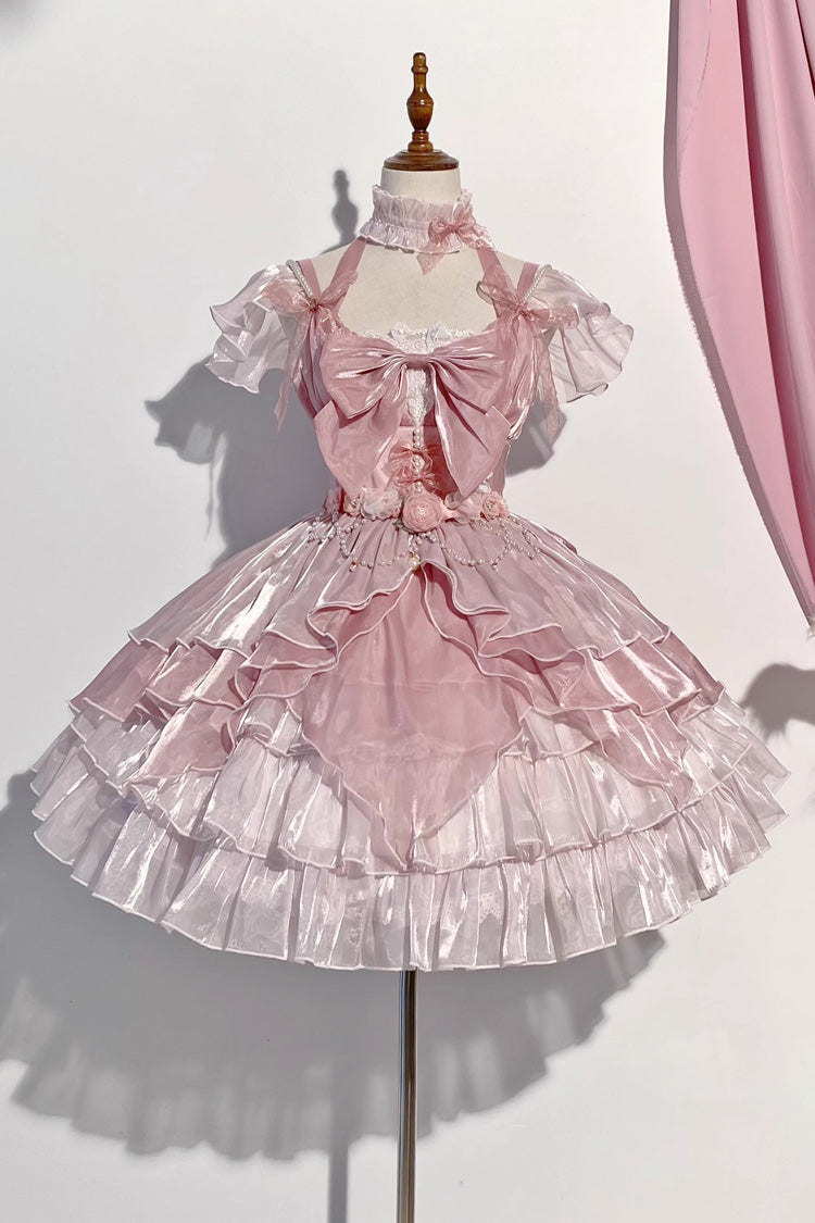 Pink Multi-layer Ruffle Hanayome Bowknot Sweet Elegant Princess Gorgeous Lolita Jsk Dress - Product - 2