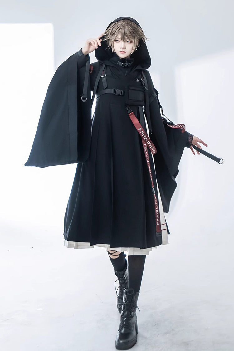 Black Unmarked Blade Ruffle Gothic Handsome Ouji Lolita Jsk Dress - Product - 9