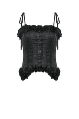 Black Floral Jacquard Lace-Up Women's Gothic Elegant Bustier - Product - 3