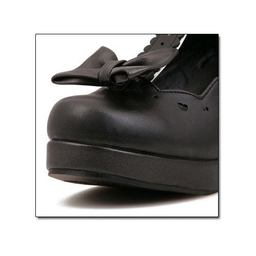 Bowknot Heart-shaped Hollow Out Lolita High Heel Shoes - Product - 4