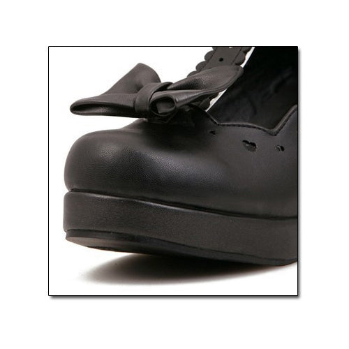 Bowknot Heart-shaped Hollow Out Lolita High Heel Shoes - Product - 4