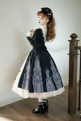 Black/White Church Bells Print Ruffle Cardigan Bowknot Gothic Elegant Lolita Dress - Product - 9