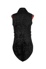 Black Double-Breasted Swallowtail Hem Print Mens Gothic Vest - Product - 7