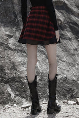Plaid Print Stitching Mesh Women's Gothic College Style Skirt 2 Colors - Product - 4