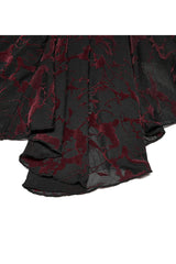 Red V Neck Stretch Mesh Fabric Abstract Pattern Design Flared Cuffs Women's Plus Size Gothic T-Shirt - Product - 9