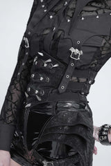 Black Lace-Up Slim Fit Women's Gothic Royal Spiked Evil Eyes Girdle - Product - 12