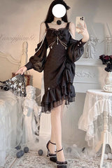 Camellia Rose Ruffle Asymmetric Gothic Chinese Style Elegant Lolita Jsk Dress 3 Colors - Product - 7