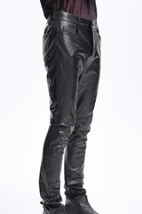 Black Faux Leathet Button Men's Gothic Pants - Product - 2