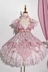 Pink Multi-layer Ruffle Hanayome Bowknot Sweet Elegant Princess Gorgeous Lolita Jsk Dress - Product - 8