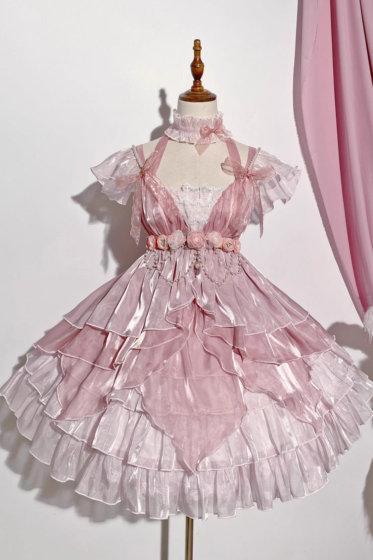Pink Multi-layer Ruffle Hanayome Bowknot Sweet Elegant Princess Gorgeous Lolita Jsk Dress - Product - 8