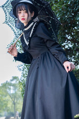 Black Olivia Autumn Winter Stand Collar Long Sleeves Gothic Lolita Dress - Product - 4