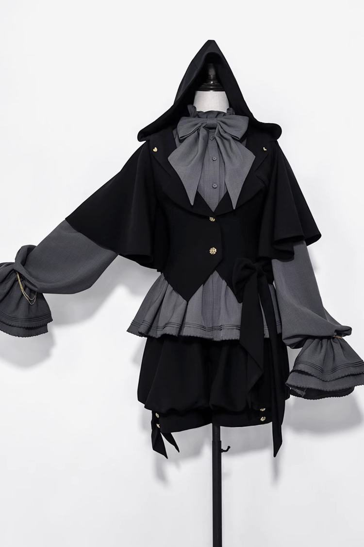 Gray Retro Cute Cool Ouji Fashion Lolita Blouse - Product - 2