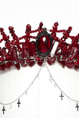 Red Irregular Women's Gothic Crystal Cross Headwear - Product - 4
