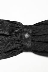 Black Stand Collar Long Puff Sleeves Jacquard Ruffle Embroidery Men's Gothic Blouse - Product - 7