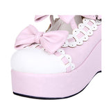 Pink Lace Bowknot Sweet Lolita Platform Shoes - Product - 5