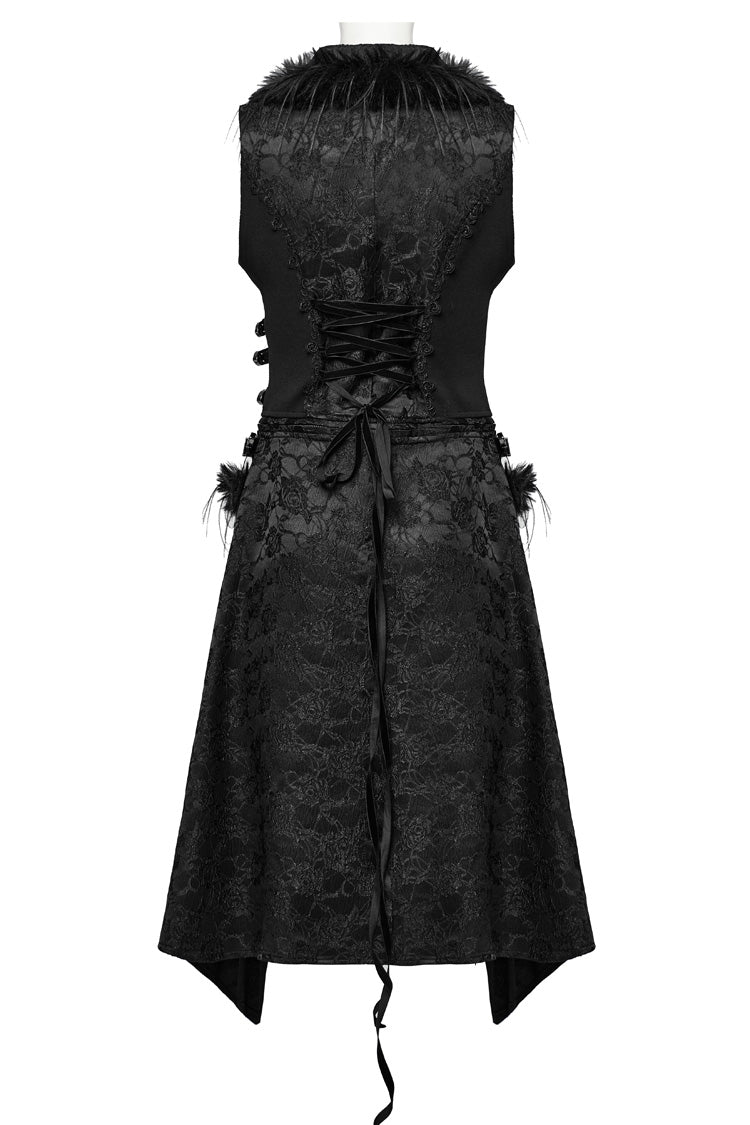 Black V Collar Sleeveless Jacquard Detachable Lace-Up Women's Gothic Vest - Product - 12