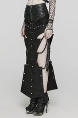 Black Inverted Triangle Hollow Metal Chain Women's Steampunk Skirt - Product - 2