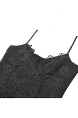 Black Women's Gothic Vintage Lace Multi-Layered Ruffled High-Low Slip Dress - Product - 11