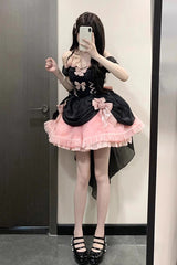 Black/Pink Multi-layer Hanayome Bowknot Fishbone Elegant Princess Sweet Lolita Jsk Dress - Product - 7